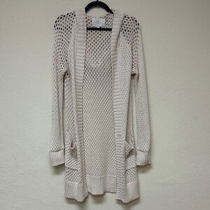 7 For All Mankind Cream Open Knit Cardigan